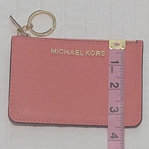 NWOT Michael Kors Orange Small Top Zip Coin Pouch w/ID Keychain Cardholder - Picture 5 of 10